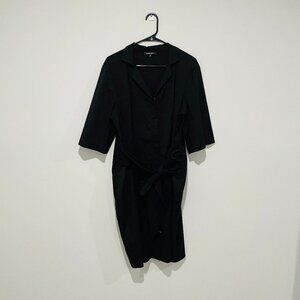 Lafayette Women Black Mid Sleeve Wrap Dress Size 16